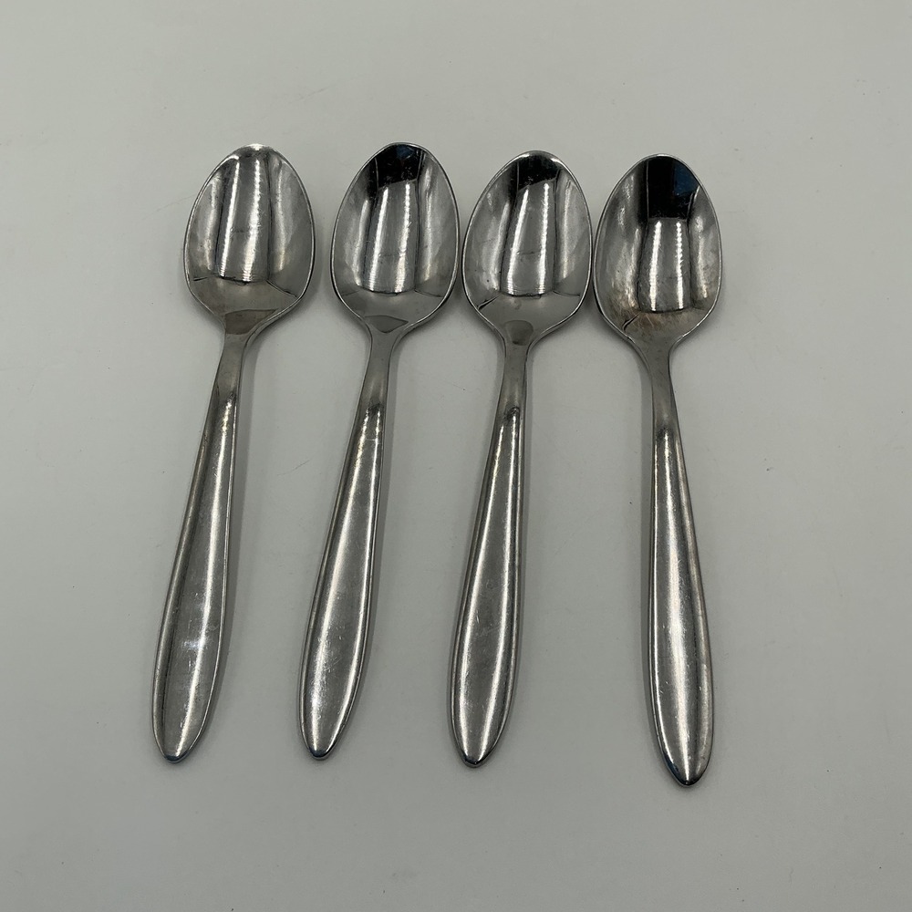 Oneida Mooncrest? 18/0 Stainless Steel Teaspoons Set of 4 Silver Flatware 6.5"